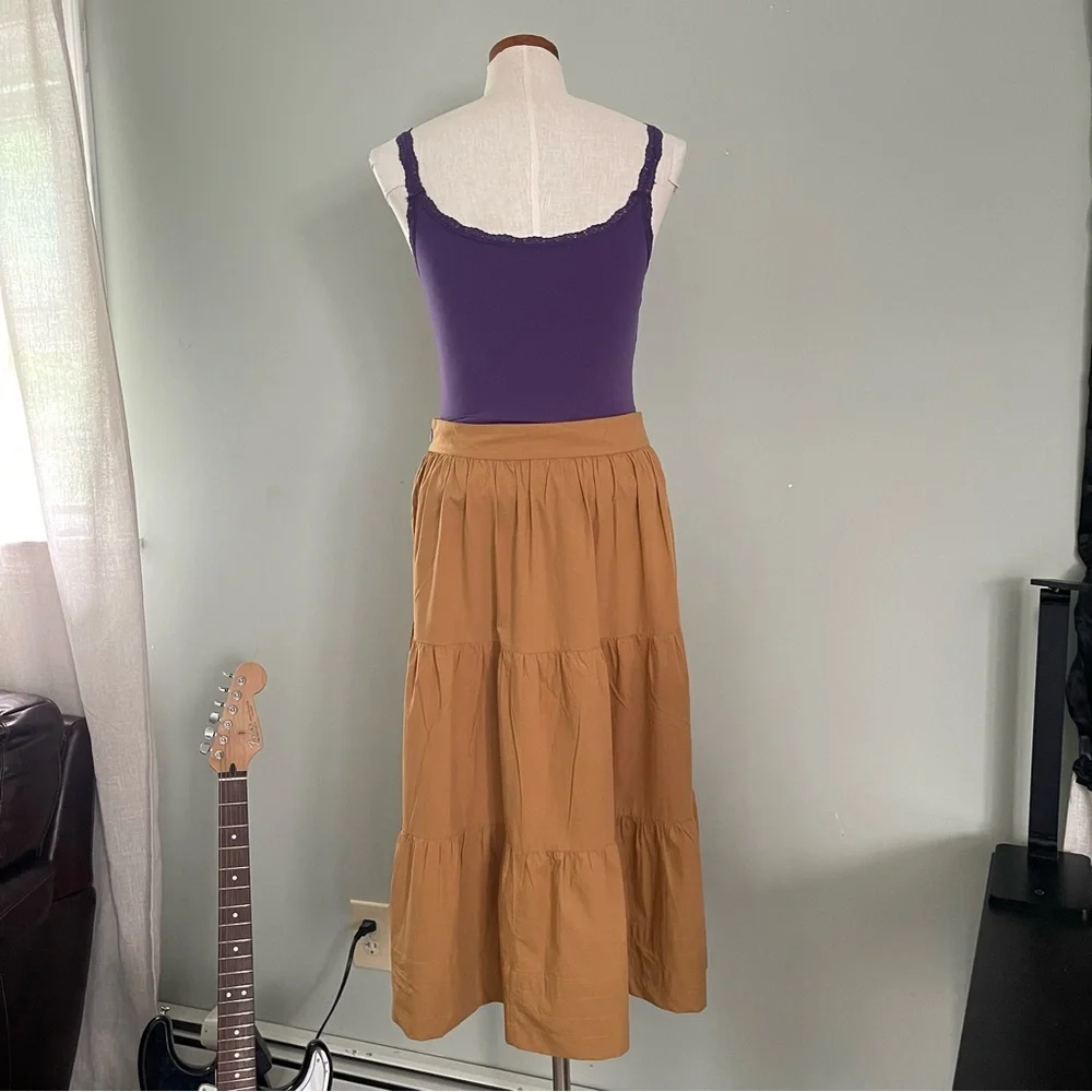 Doen A-Line Skirt in Mustard Brown - Picture 6 of 8
